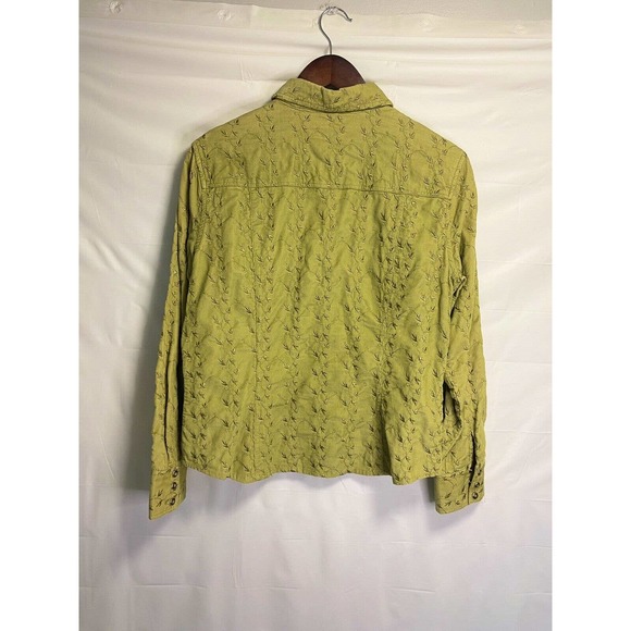 J. Jill Womens Snap Up Corduroy Floral Embroidered Jacket Collared Size Medium‎ - Picture 2 of 3